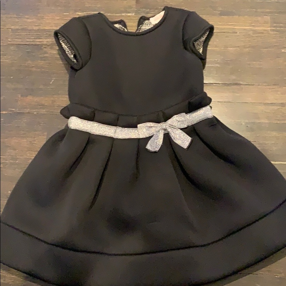 Lili Gaufrette Black and Silver Bow Dress